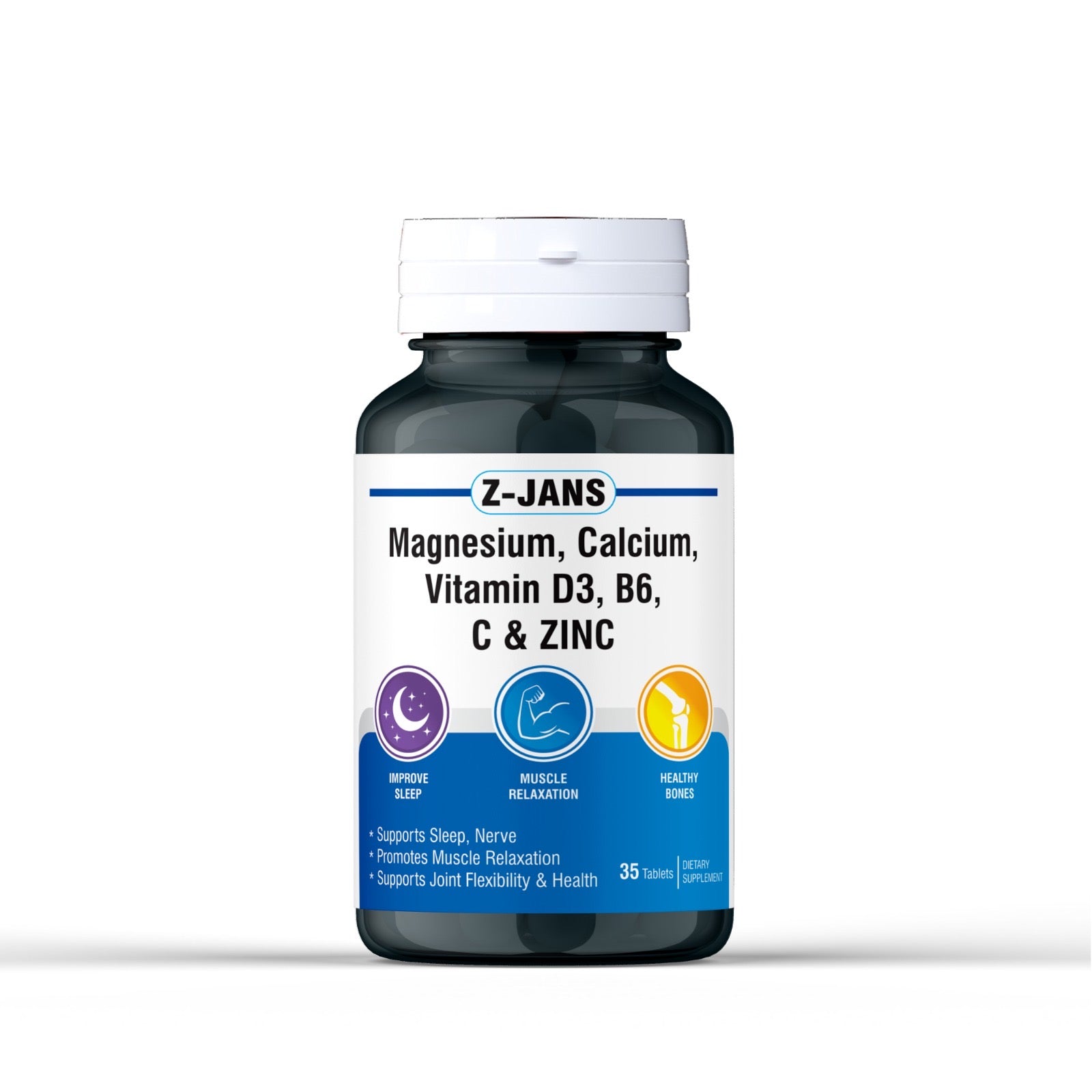 Z-JANS Magnesium, Calcium, Vitamin D3, B6, C & Zinc Tablets